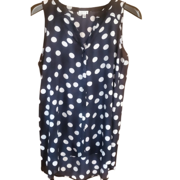 Spense Sleeveless Bk/Wh Polka Dot Blouse Size Small - Picture 1 of 6
